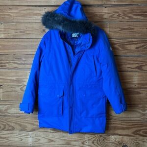 Lands' End Vibrant Blue Parka with Faux Fur Hood